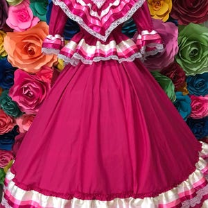 Mexican Jalisco dress two piece doble vuelo Size 6 Red  stunning KIDS-   Beautiful style-baby mexican FOLKLORICO  Color practice skirt dance