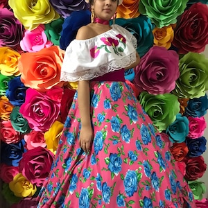 Mexikanischer Geblümter Rock Handgefertigt - Schöner Stil - Frauen mexikanischer Boho Coco Thema Party Tag der Toten ROCK NUR 100CM