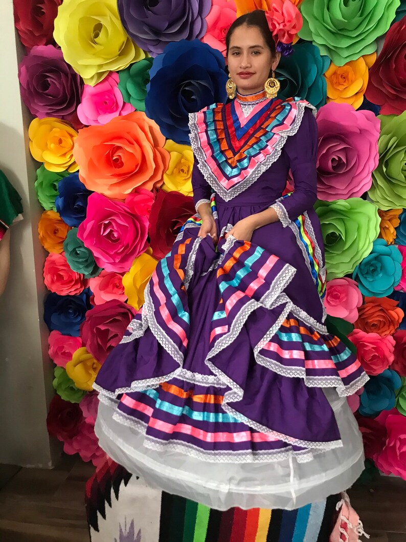 Mexican Jalisco dress Size 10 Purple stunning KIDS size 10 | Etsy