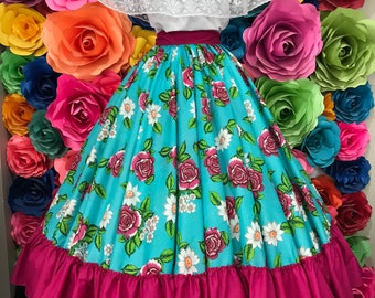 Handmade Mexican Floral Skirt: Boho Coco Theme Costume - Etsy