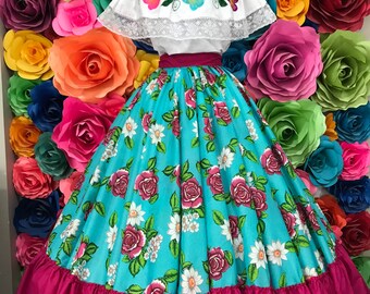 Handmade Mexican Floral Skirt: Boho Coco Theme Costume - Etsy
