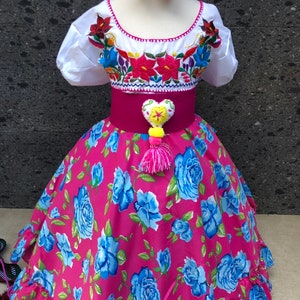 Mexican Pink Floral Skirt: Handmade Cotton Fiesta Dress