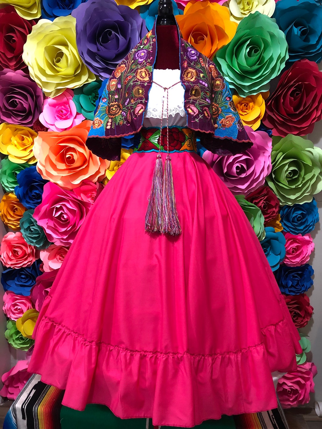 Falda mexicana hecha a mano – Vestido de fiesta bohemio Fiusha