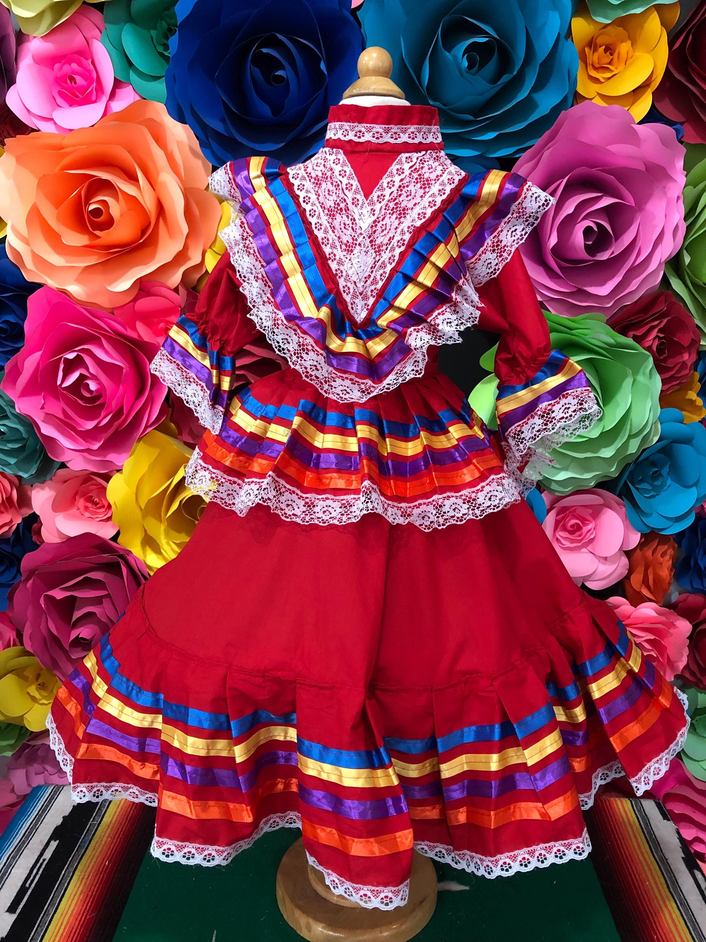 Red Jalisco Dress: Mexican Folklorico 2-Piece Set, Size 4 Red Jalisco Dress: Mexican Folklorico 2-Piece Set, Size 4