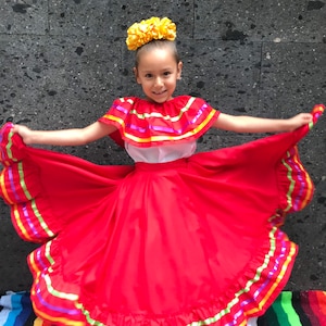 Mexican two piece dress Handmade- Size 8-10 Beautiful coco theme style- Mexican hobo hippie baby dress peasant Red 70CM