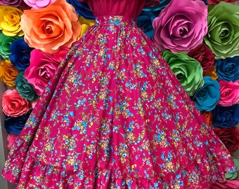 Flowered  Mexican practice  skirt 5 de mayo day of the dead coco theme party 100 cm Frida Khalo inspired