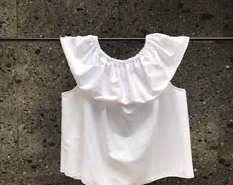 Mexican BLOUSE ONLY  handmade White flowers  coco theme party mexican fiesta 5 de Mayo style womans Boda coco bat winged sleeve