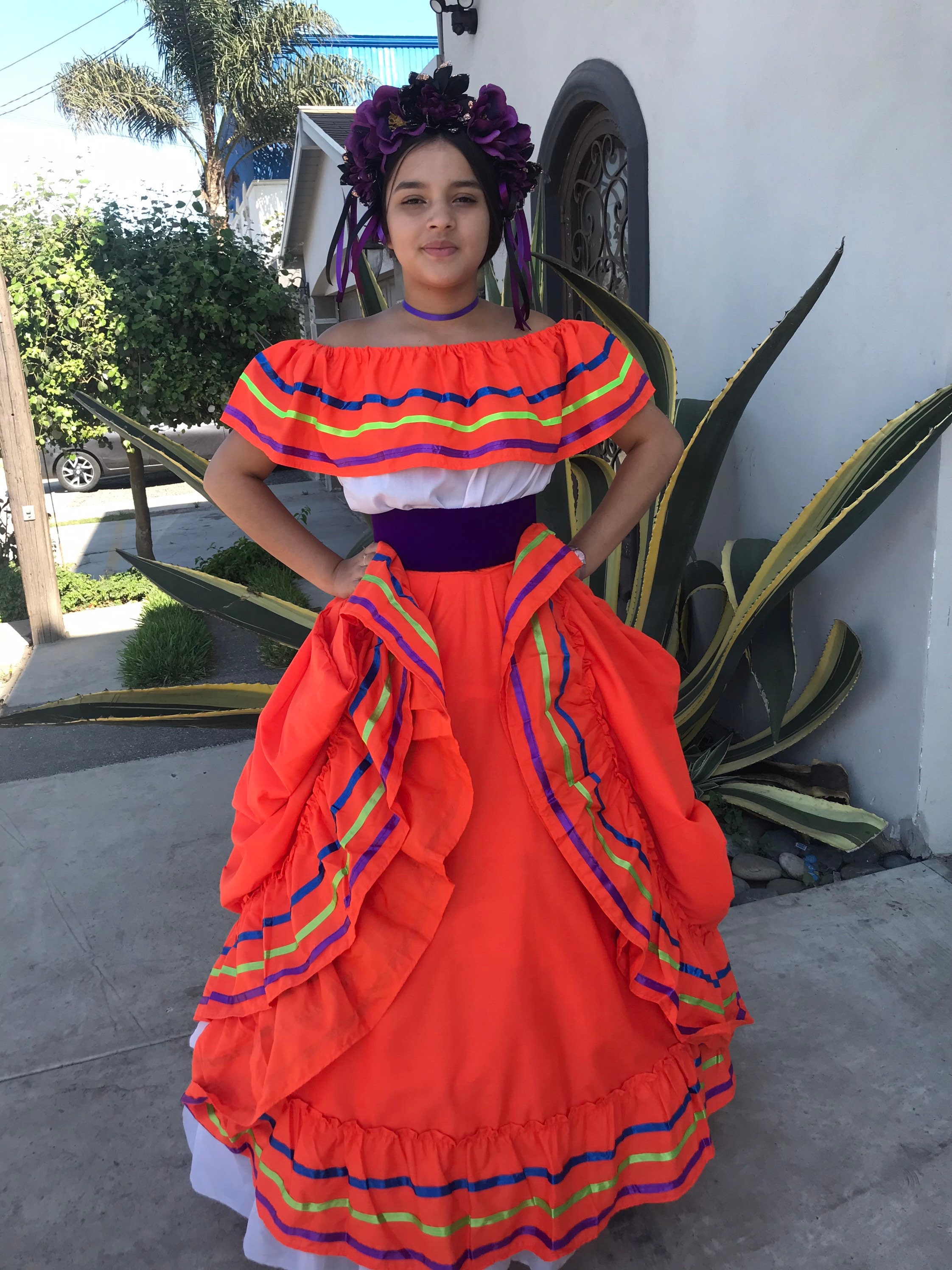 メキシコのハリスコドレス、トップ付き、ハンドメイド - 美しい
