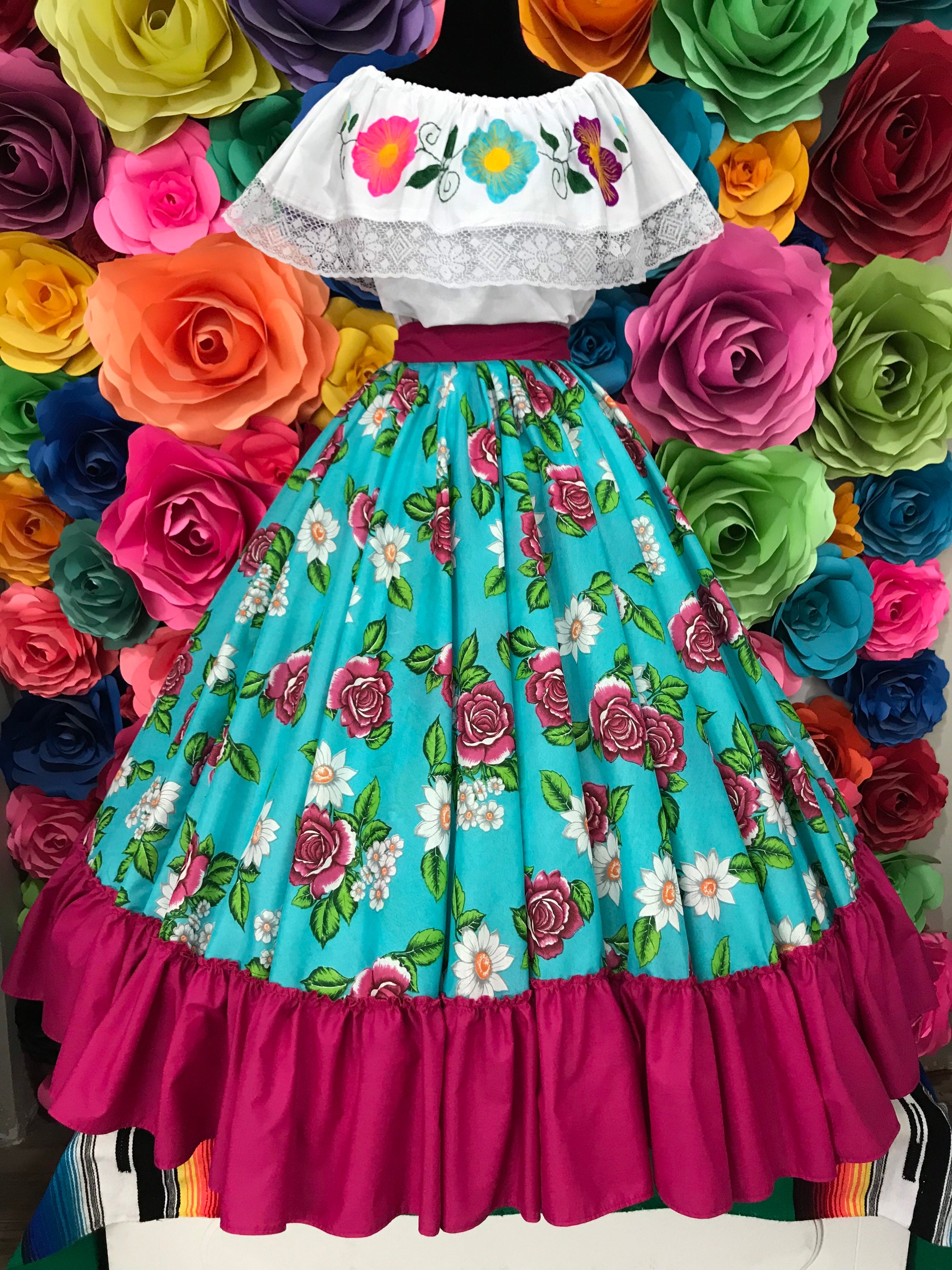 Handmade Mexican Floral Skirt: Boho Coco Theme Costume - Etsy