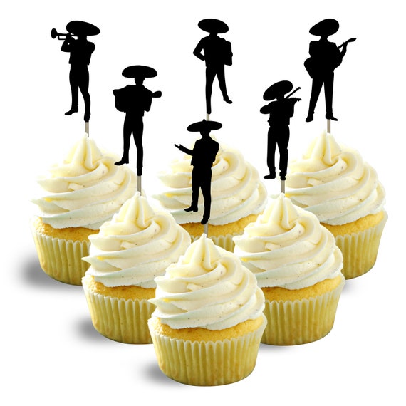 Mariachi Silhouettes Tasse Gateau Toppers Double Face Ordre Etsy