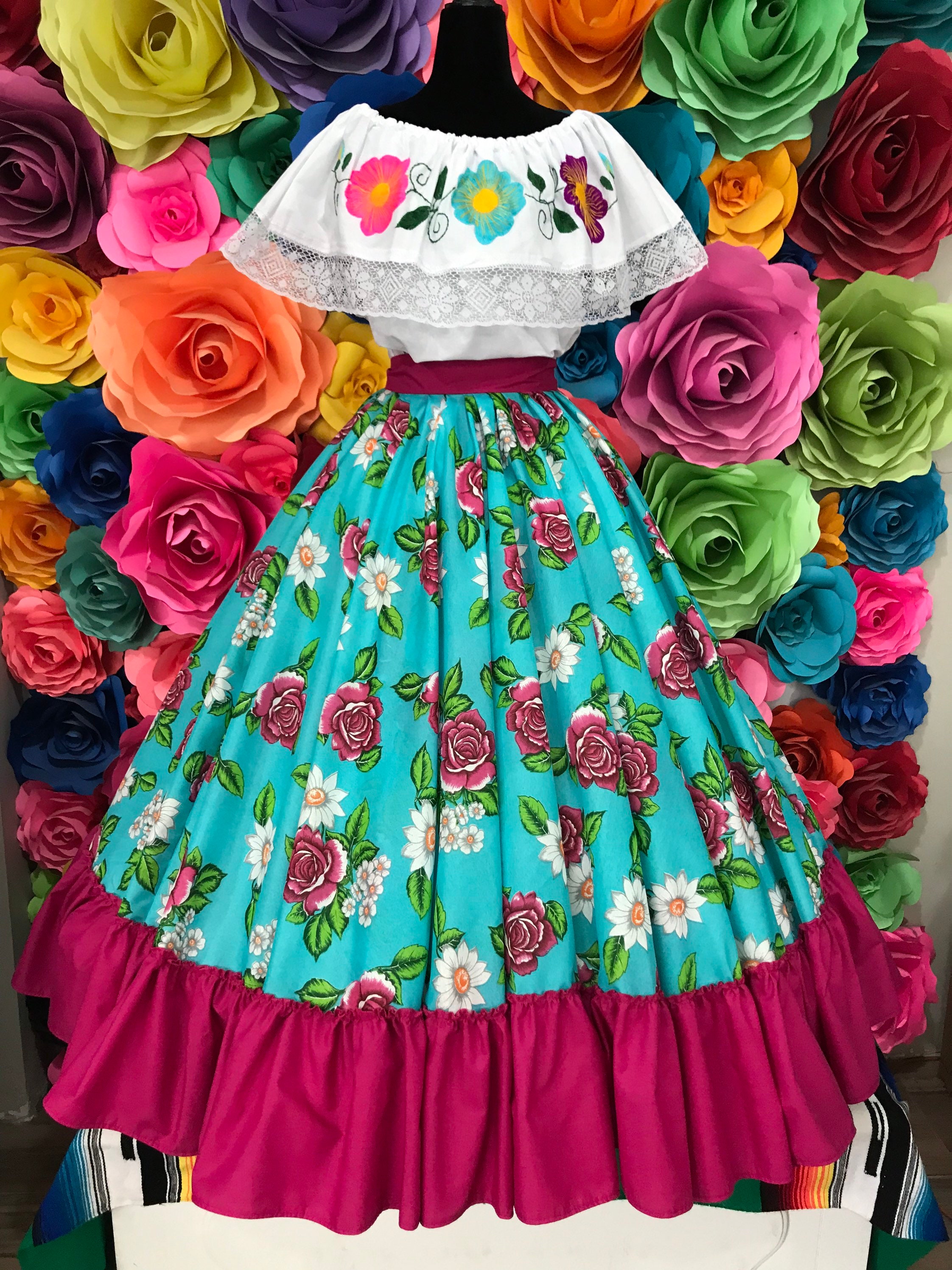 Handmade Mexican Floral Skirt: Boho Coco Theme Costume - Etsy