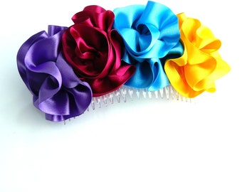 Hair bow ribbon and elastic Coco theme comb day of the dead  hair piece ribbon baby Mexican boho hippie baby flower  ponytail