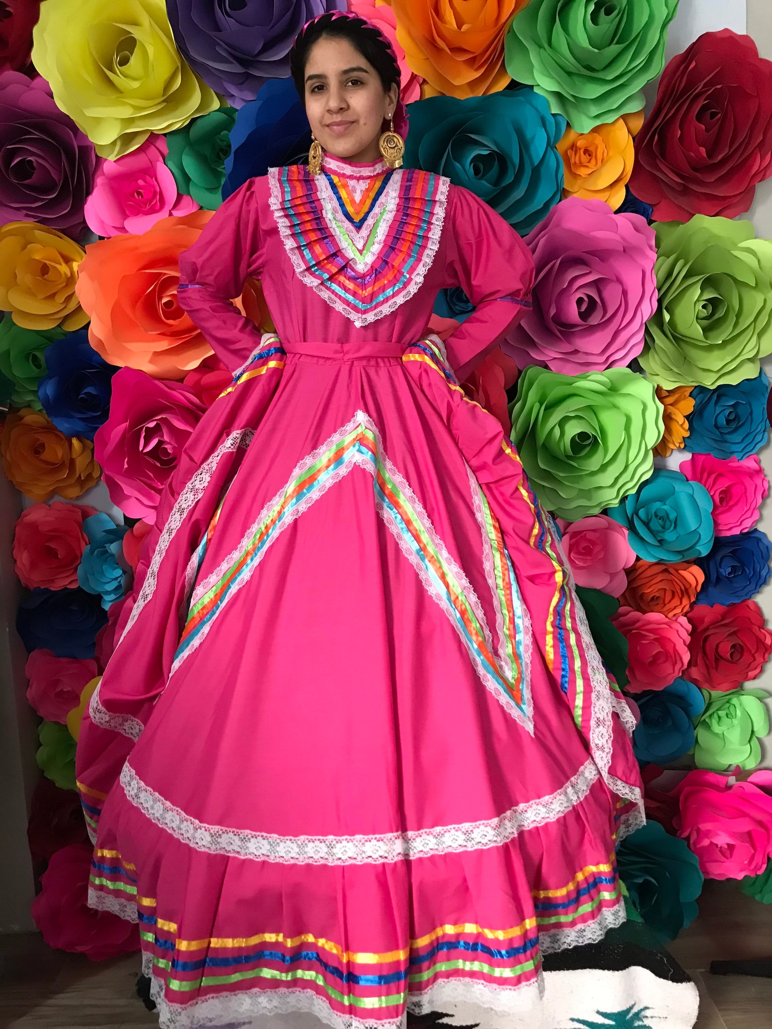 Mexican Dress Size 16 Pink Jalisco Dress Folkloric Style - Etsy