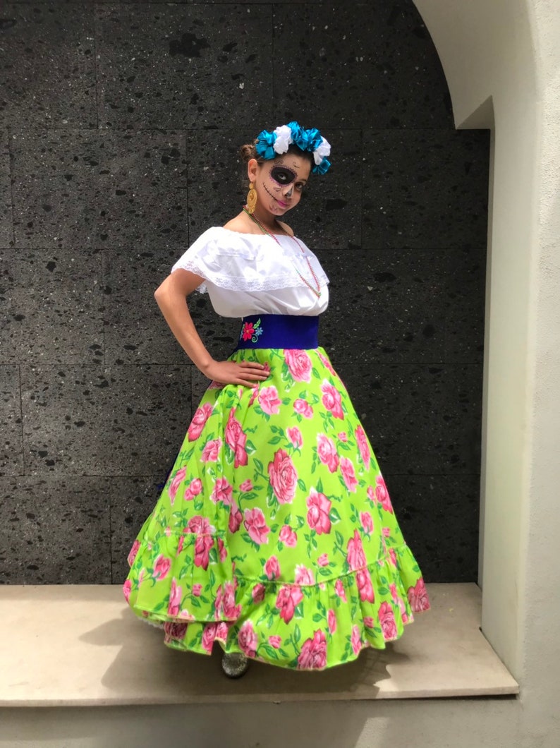 Mexican Womans SKIRT ONLY One Size FITS All Flowered Skirt Etsy