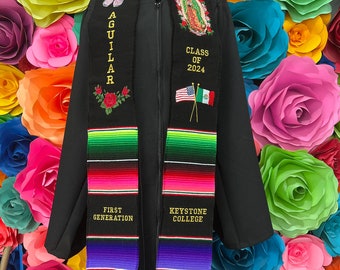 Graduation class of 2024 Sarape Zarape School logo embroidery personalized custom graduation sash class of 2024 your design your logo 2024