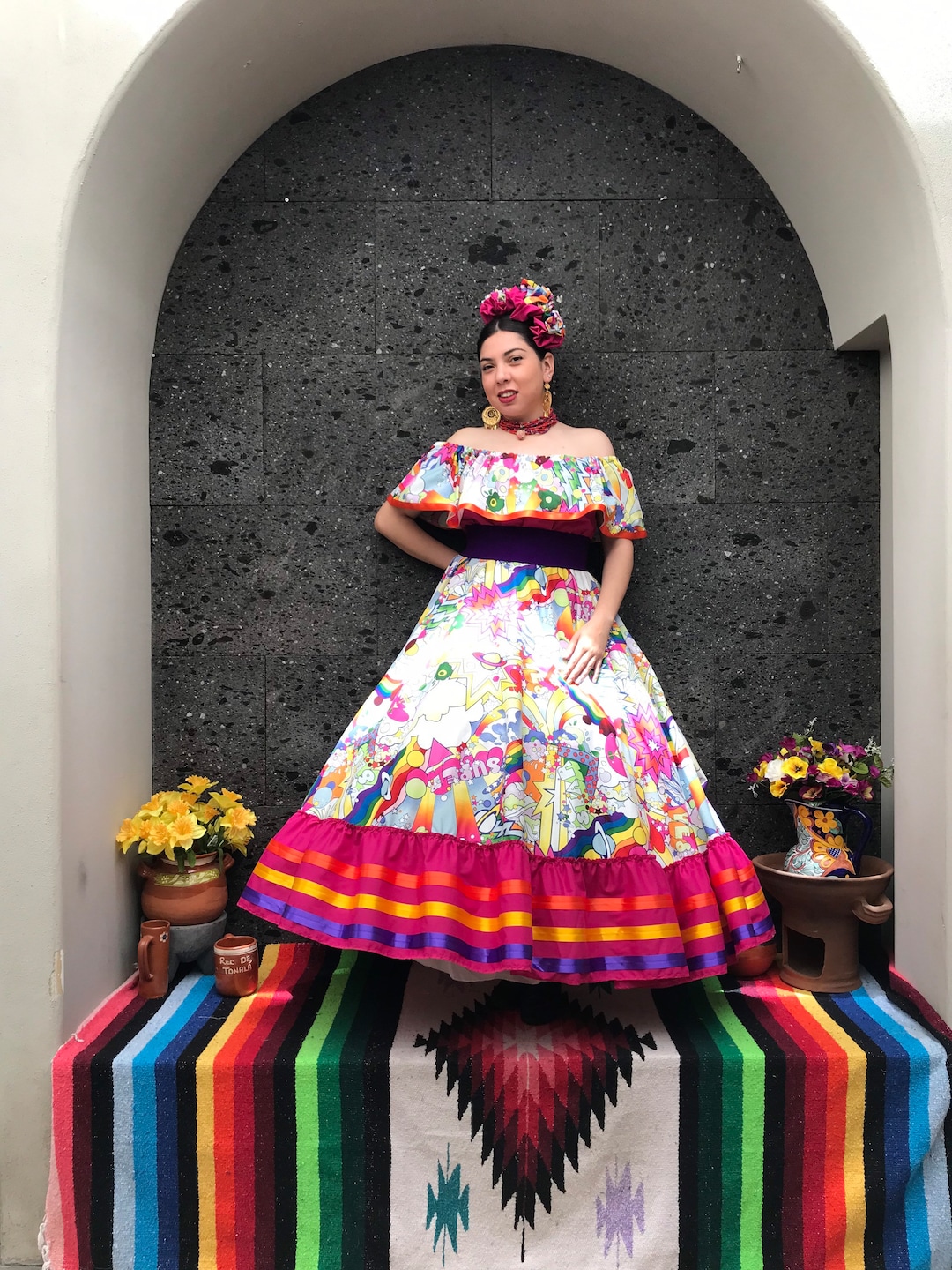 Handmade Mexican Dress: Boho Coco Theme Party Costume