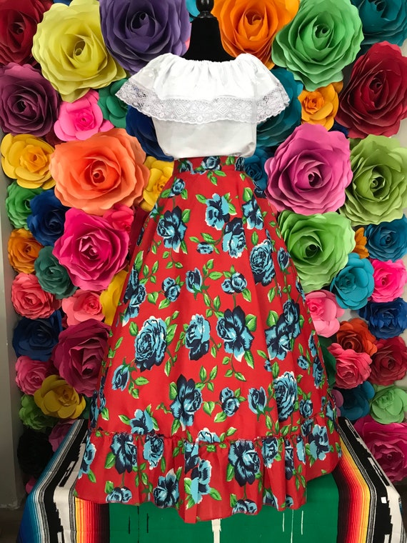 Mexicaanse gebloemde ROK Zwart een cirkel oefenrok dames boho coco thema feest dag van de dode ROK ALLEEN 100CM Etsy Nederland