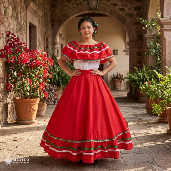 strapless open back dress Red & Gold Habesha Kemis - Traditional Ethiopian Dress main image 0