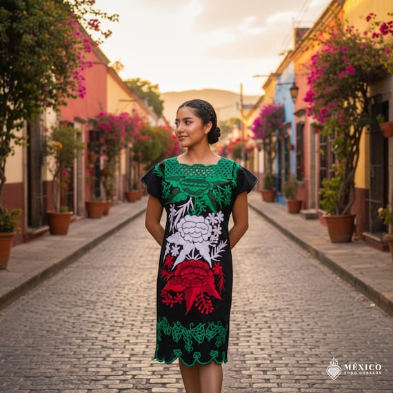 mexican embroidered dresses Mini Dress- Purple Large main image 0
