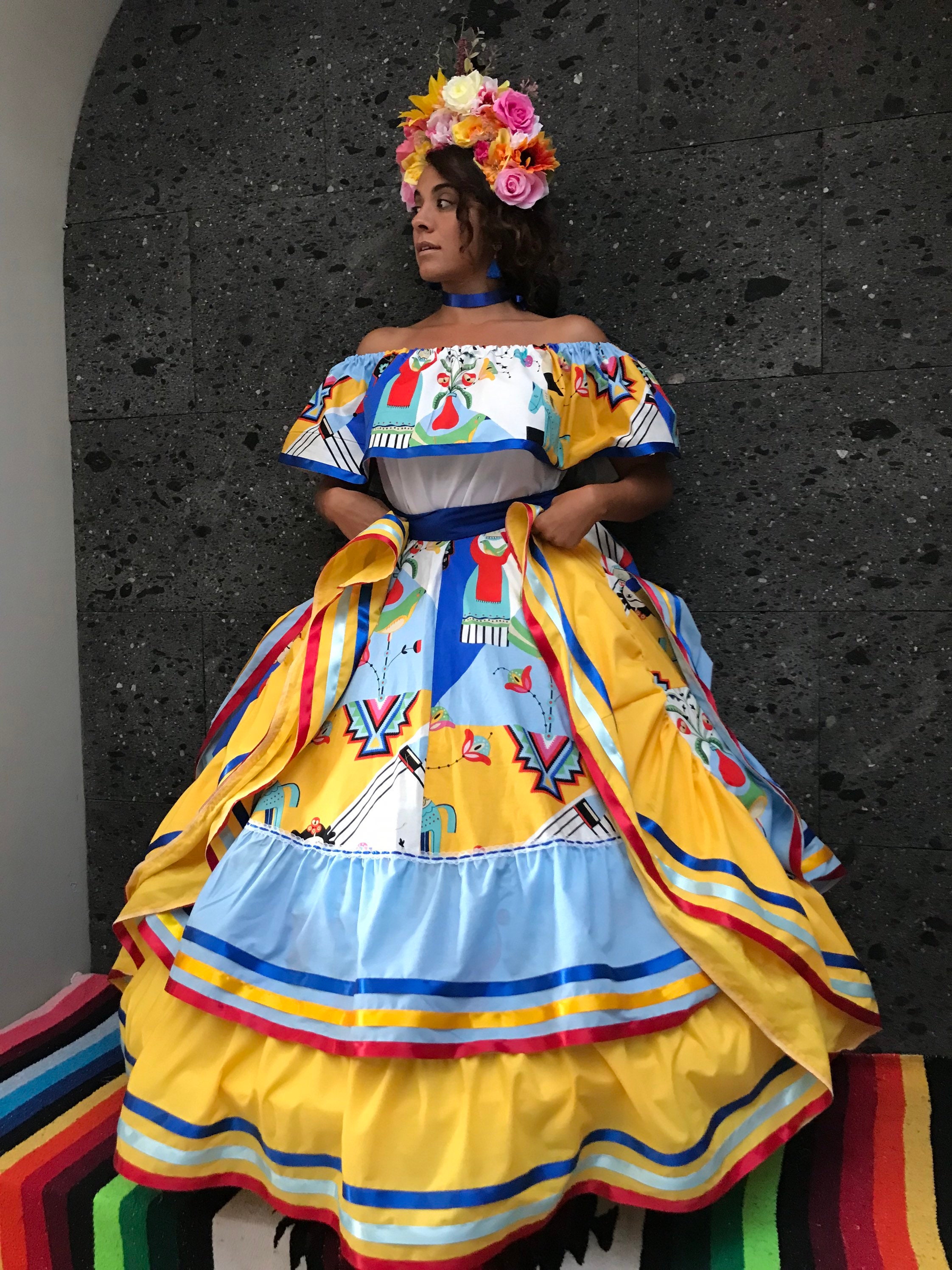 Handmade Mexican Dress: Jalisco Style Two-Piece Set