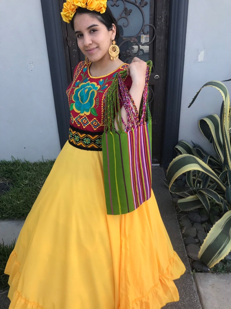 jupe-jaune-mexicaine-handmade-beau-style-femmes-mexicaine-etsy-france