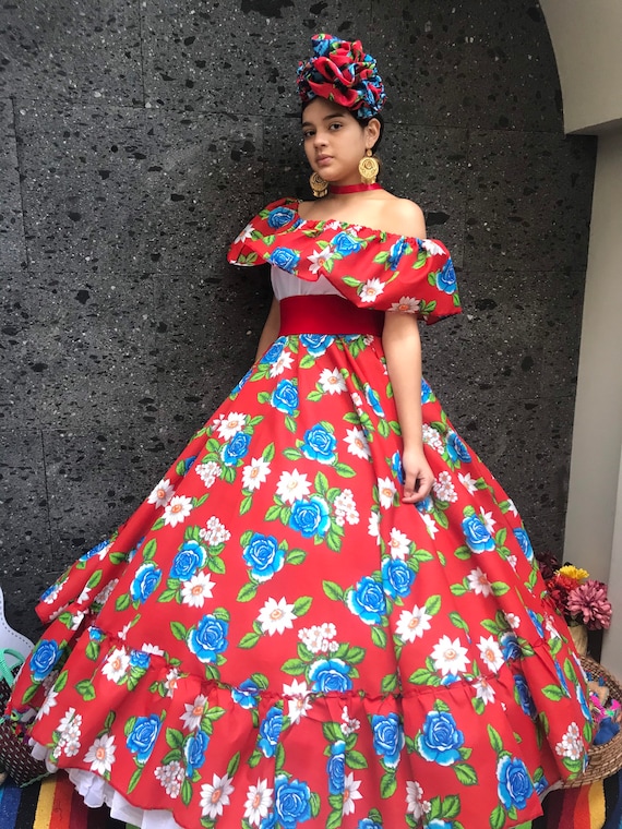 Robe mexicaine avec haut Jupe faite a la main femmes mexicaine boho coco a theme fete jour du costume mort 100cm Etsy Canada