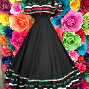 Vestido mexicano con top Falda hecha a mano estilo boho mexicano para mujer Fiesta temática de coco Disfraz del día de los muertos 100 cm