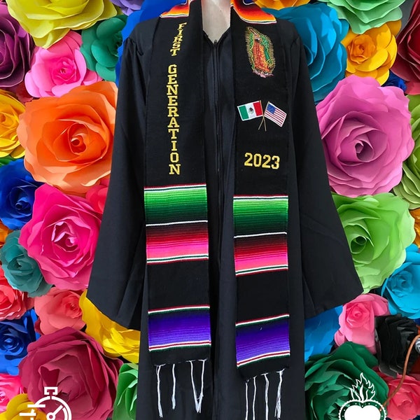 Clase de graduación de 2024Sarape Zarape School logo bordado personalizado faja de graduación personalizada clase de 2024 tu diseño tu logo 2024