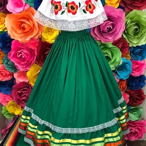 Mexican doble vuelo skirt double circle folklórico mexican skirt 5 de Mayo day of the dead SKIRT ONLY Dance practice skirt Frida heritage