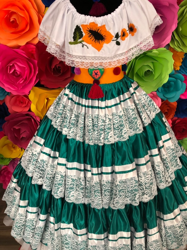 Mexican Pinotepa Nacional Jade Oaxaca Frida Kahlo style-womans mexican boho coco theme party day of the dead SKIRT ONLY 100cm