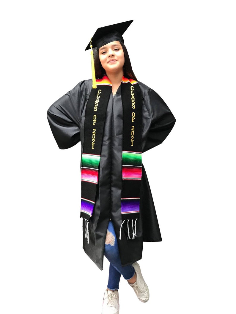 Graduation class of 2022 Mexican sash sarape zarape  Gold lettering  PERSONALIZATION on this item FREE PERSONALIZATION embroidery shipping 