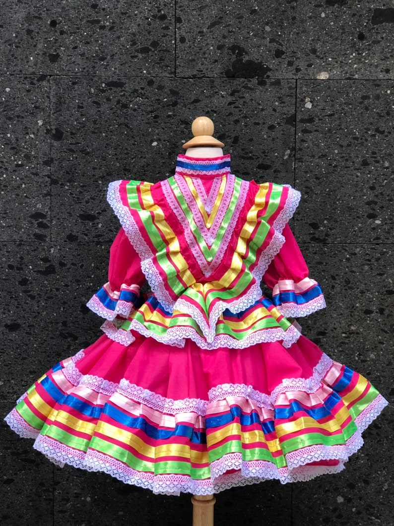 Mexican Jalisco dress Size 2 Dark Pink stunning KIDS- Beautiful style-baby mexican boho hippie baby sales flower child Color