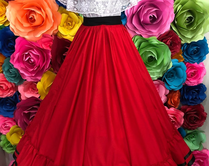 Mexican Doble Vuelo Skirt Double Circle Folklórico Mexican Skirt 5 De