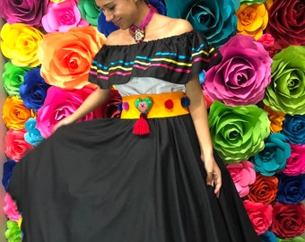FALDA MEXICANA SOLO Día De Muertos Revolucionaria Adelita Boda México | FALDA MEXICANA SOLO Día De Muertos Revolucionaria Adelita Boda México |