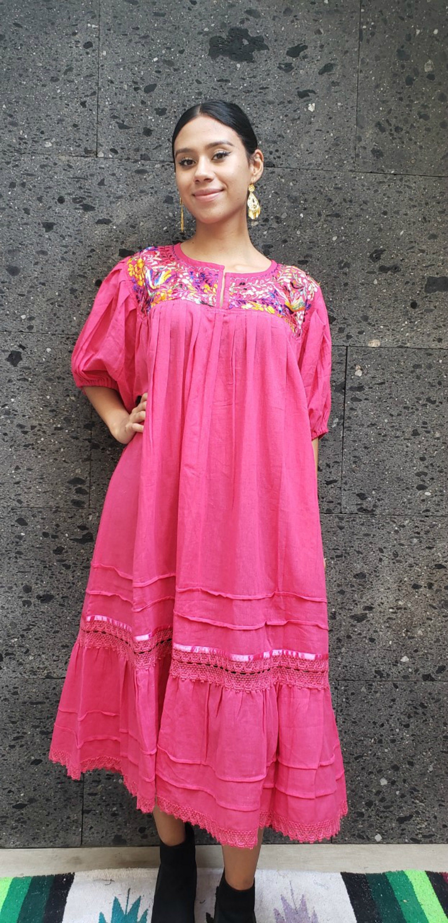 Mexican Womans Embroidered Dress Handmade Beautiful Style - Etsy