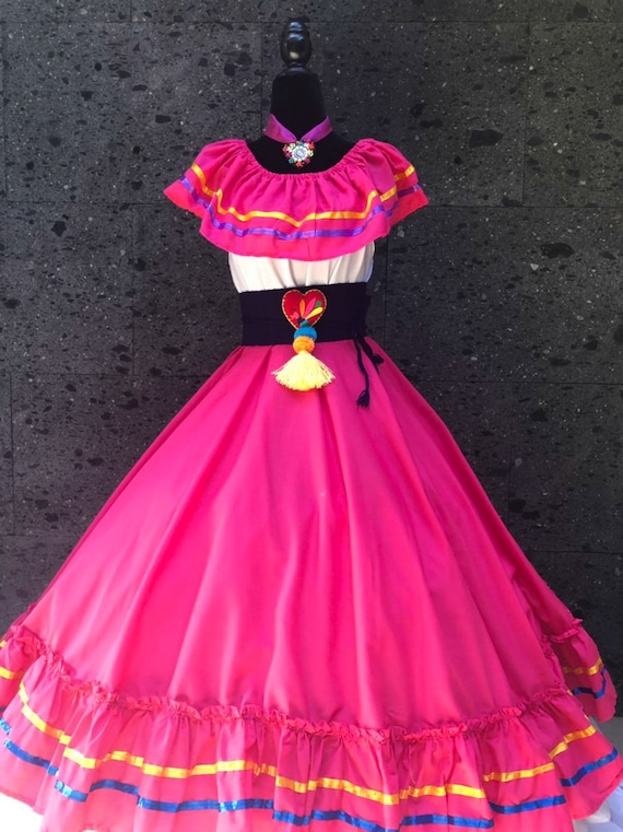 Mexican dress with top DARK PINK 