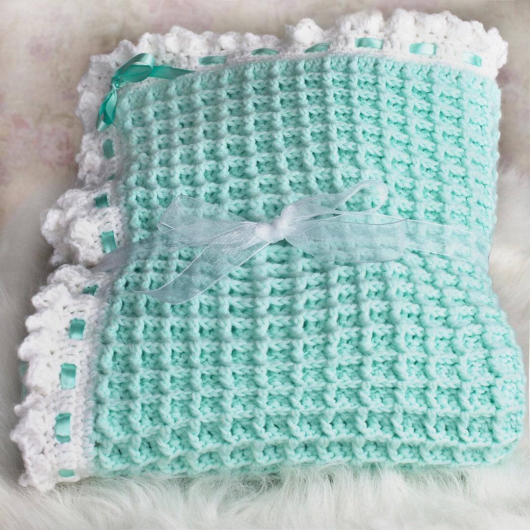 Mint Green Crochet Baby Blanket New Baby Girl Gift Etsy