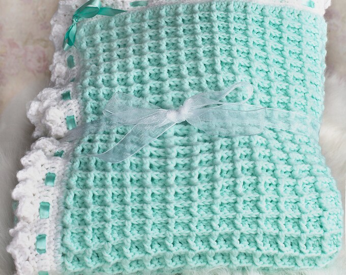 Mint Green Crochet Baby Blanket, New Baby Girl Gift Etsy