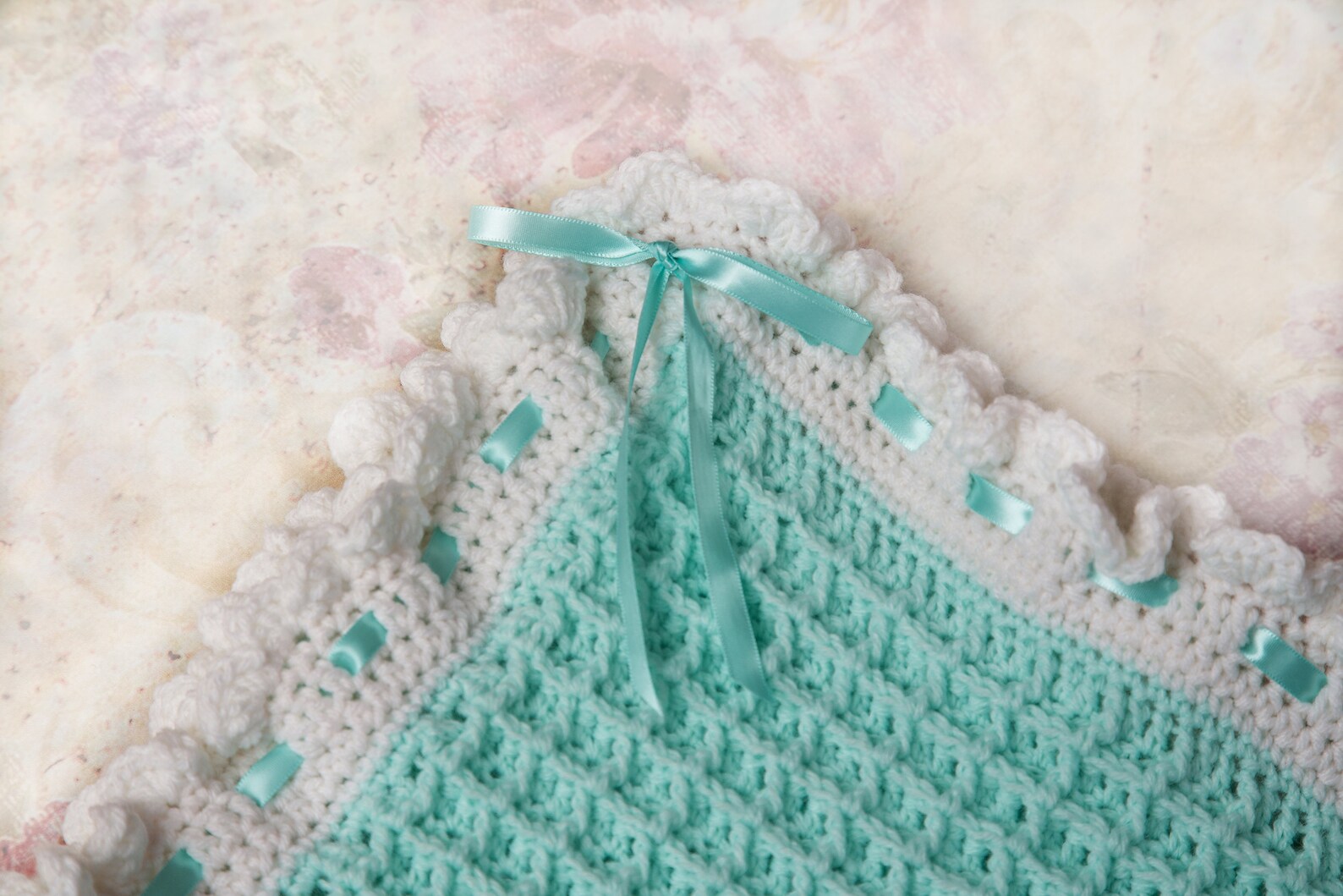 Mint Green Crochet Baby Blanket New Baby Girl Gift Etsy