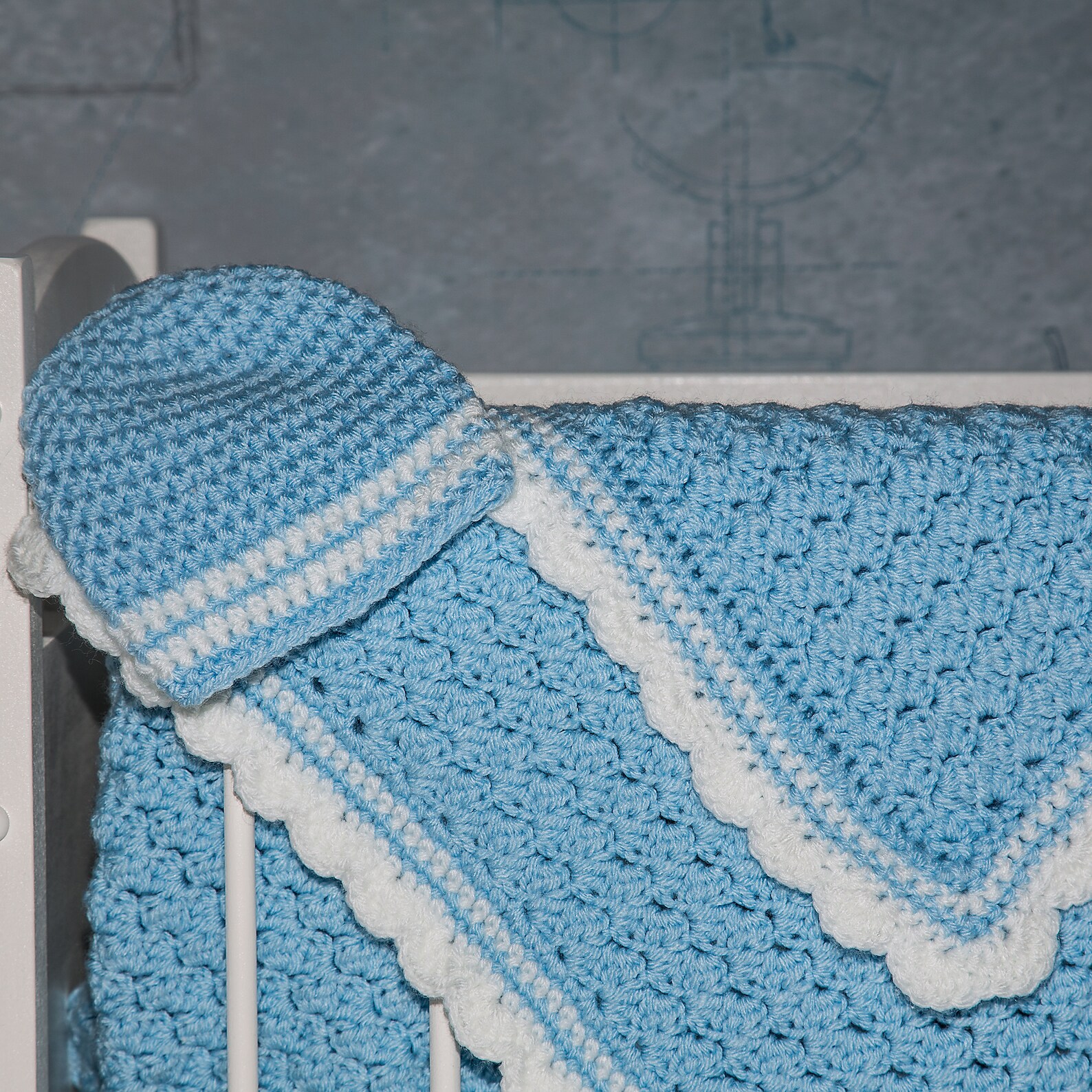 Crochet Baby Boy Blanket Baby Shower Gift Nursery Decor Etsy