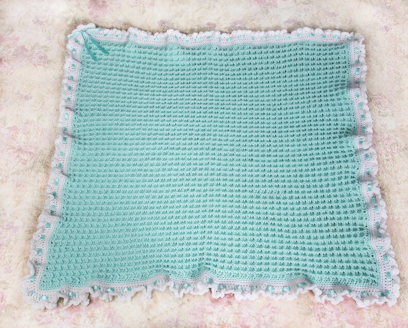 Mint Green Crochet Baby Blanket New Baby Girl Gift Etsy