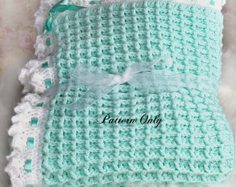 Crochet baby blanket pattern, Waffle stitch baby blanket