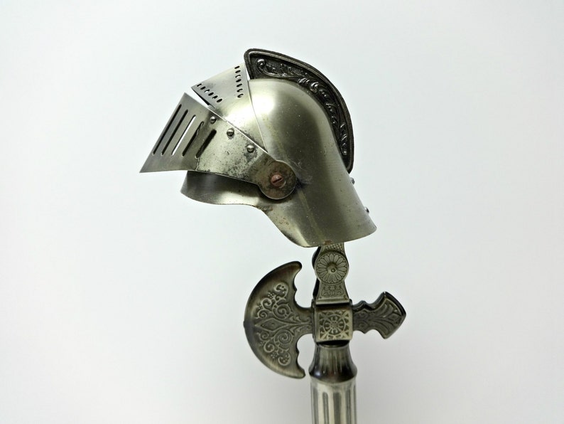 Metal table lamp knight armor helmet lampbattle ax medieval Etsy