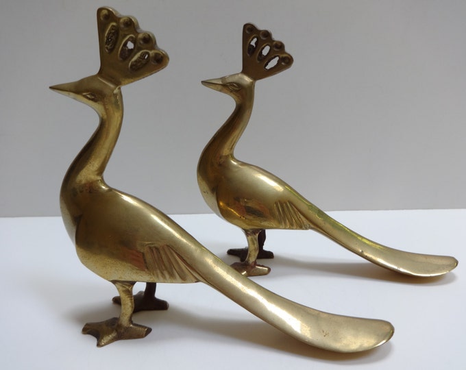 Brass Peacocks, Brass Peacock Figurine, Figurine, Brass Figurine