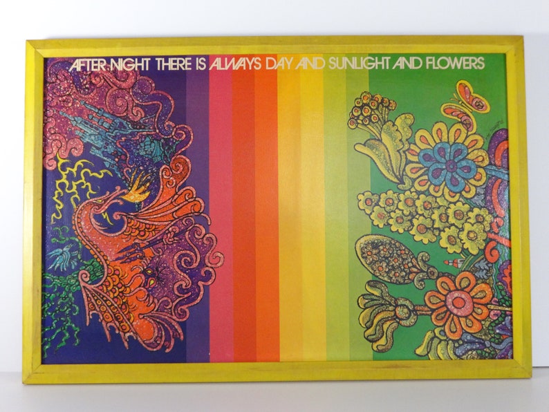 Framed Hippie Wall Art Print Boho Psychedelic Bohemian Style Flower Power