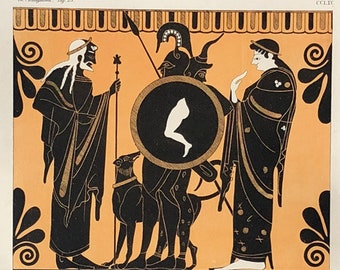 Classical Print Ancient Greek Vase Painting Original Antique Etsy