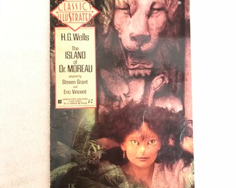 Vintage Illustrated H.G. Wells The Island Of Dr. Moreau