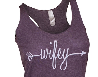 Wifey tank top triblend. racerback tank. bridal shower gift. bachelorette party gift