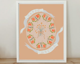 Easter Egg, Vintage Easter, Easter illustration, Easter print