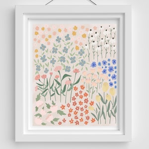 Spring Flowers baby nursery art print | Floral Illustration, Nursery Print, Floral art, art for kids room, whimsical art, flowers, minimal